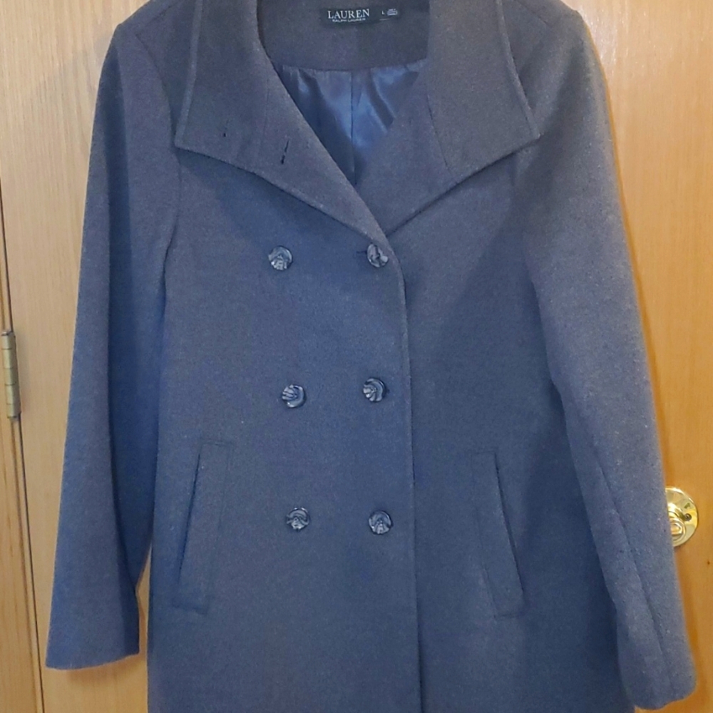 Lauren Ralph Lauren pea coat wool blend. Very light weight fall coat lg